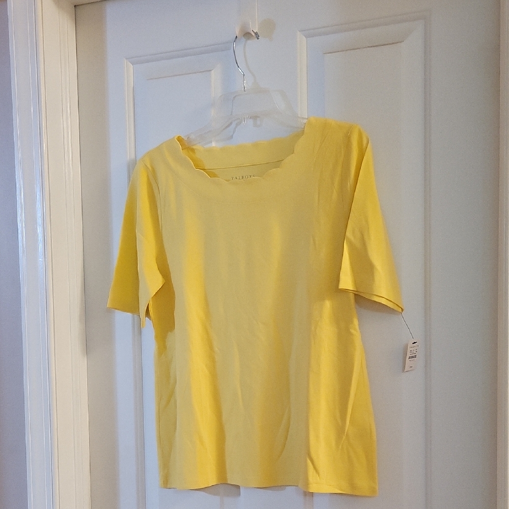 Talbot Yellow Women's Scalloped CottonTop Medium Petite